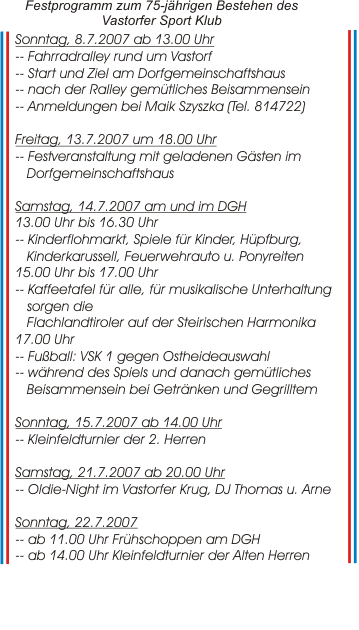 VSK Jubiläum 75 Jahre